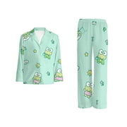 Kero Kero Keroppi Pajamas Two Piece Set Men and Women Suede Pajamas Casual Cardigan Pajamas Home Clothes